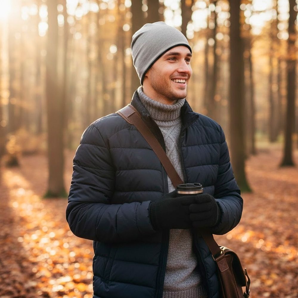 Шапка Cofee contrasting jersey 3049-3 CO One size черный/серый фото 4