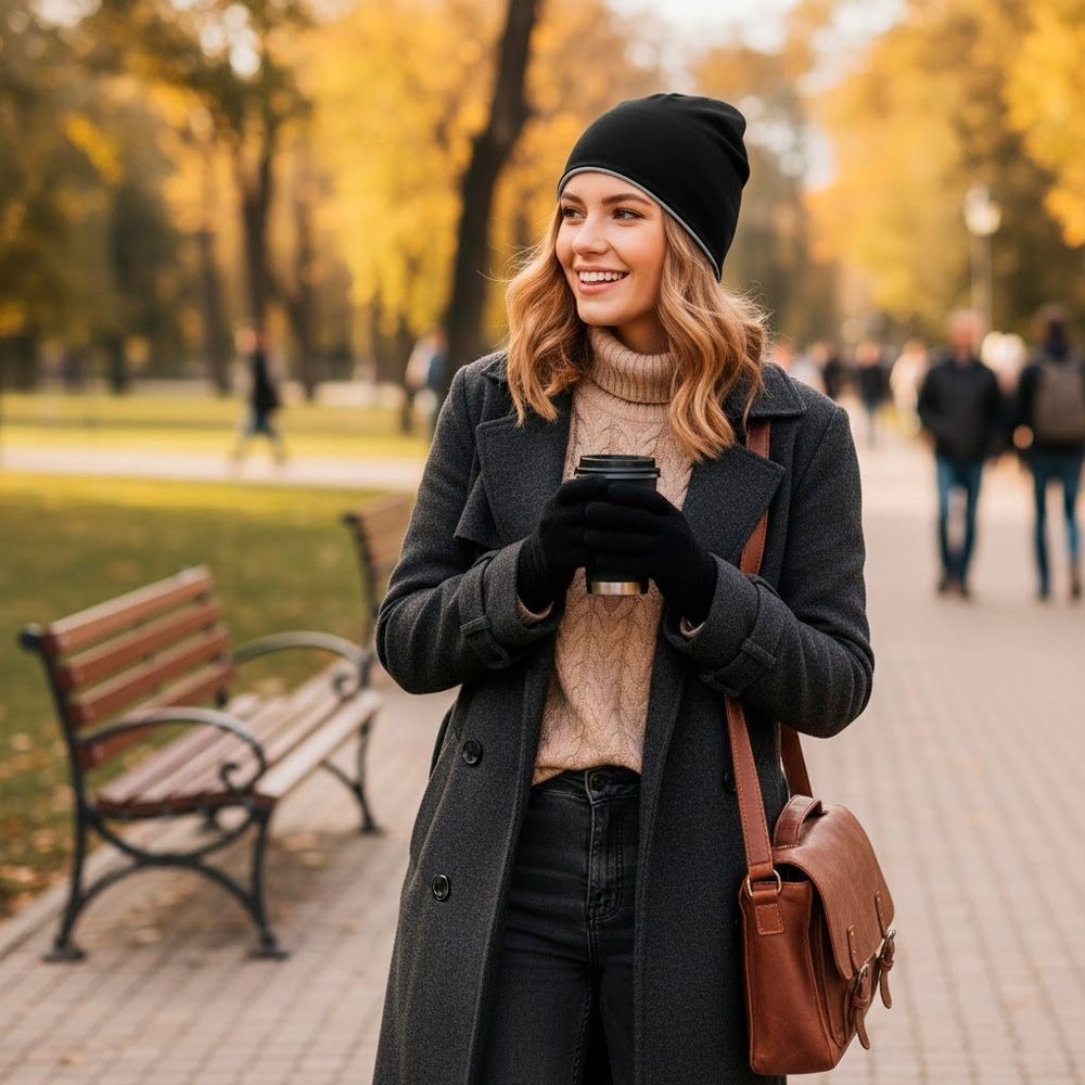 Шапка Cofee contrasting jersey 3049-3 CO One size черный/серый фото 5