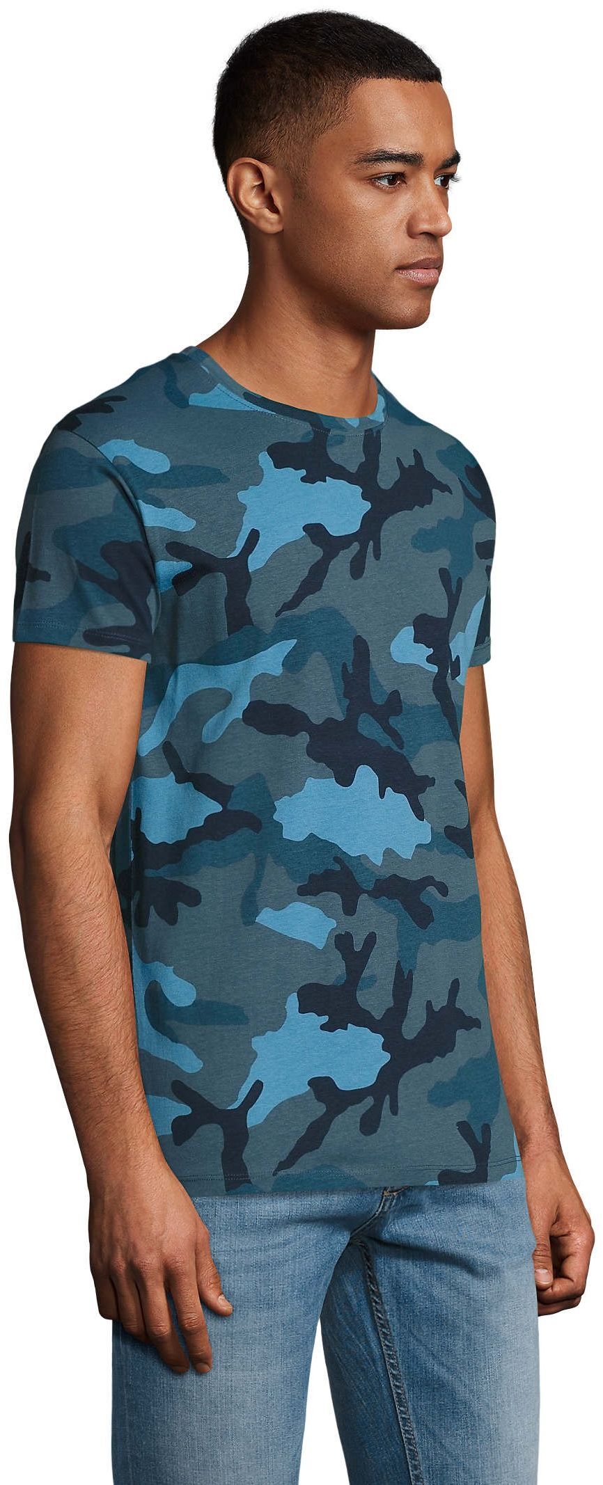 Футболка хлопковая мужская Sol’s CAMO MEN 01188536 L синий камуфляж фото 3