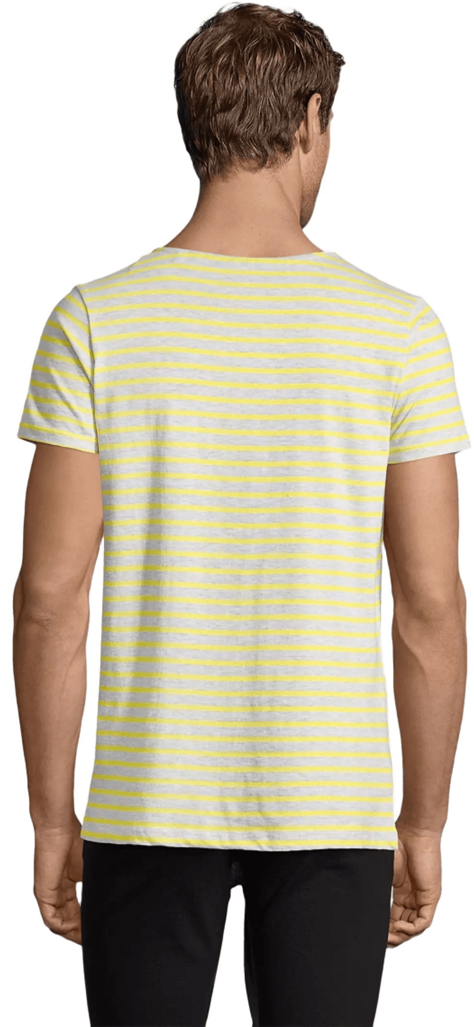 Футболка хлопковая мужская Sol’s Miles Men 01398798 L светло-серый меланж/лимонный фото 