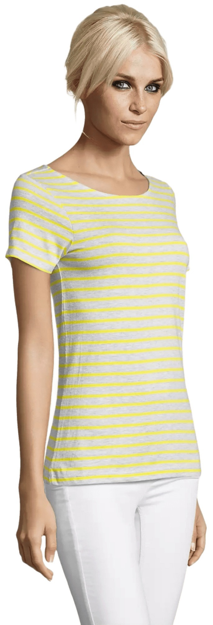Футболка хлопковая женская Sol’s Miles Women 01399798 L светло-серый меланж/лимонный фото 3