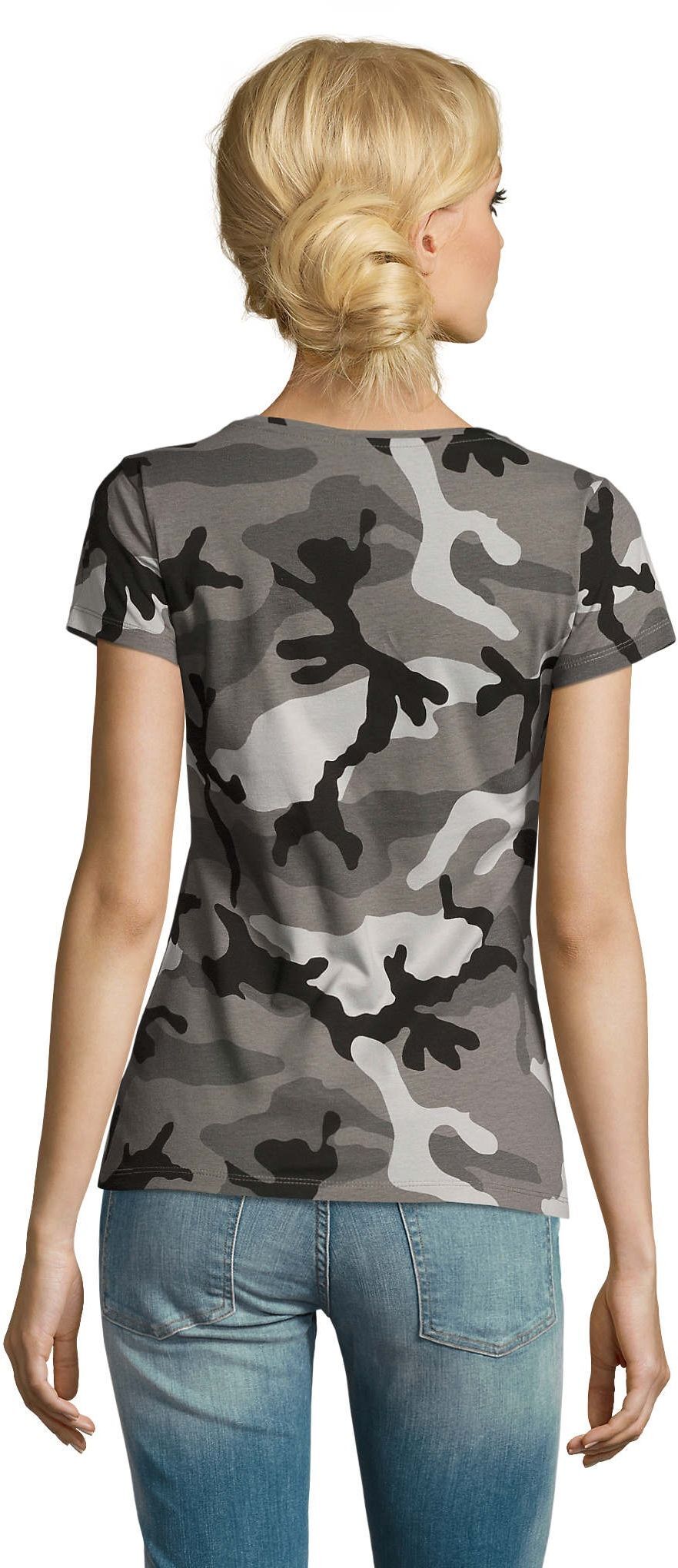 Футболка хлопковая женская Sol’s CAMO WOMEN 01187521 L серый камуфляж фото 2