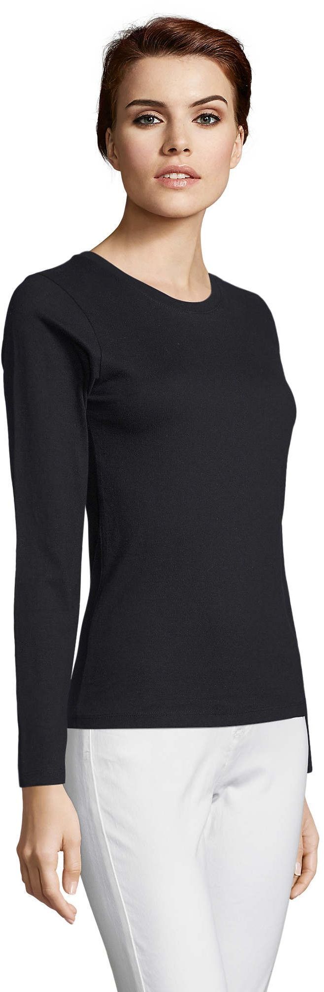 Лонгслив хлопковый женский Sol’s IMPERIAL LSL WOMEN 02075309 L насыщенный черный фото 3