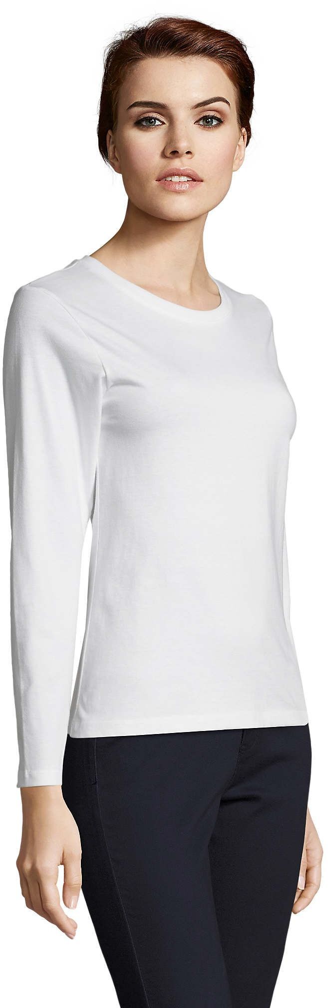 Лонгслів бавовняний жіночий Sol’s Imperial lst women 02075102 L білийфото3