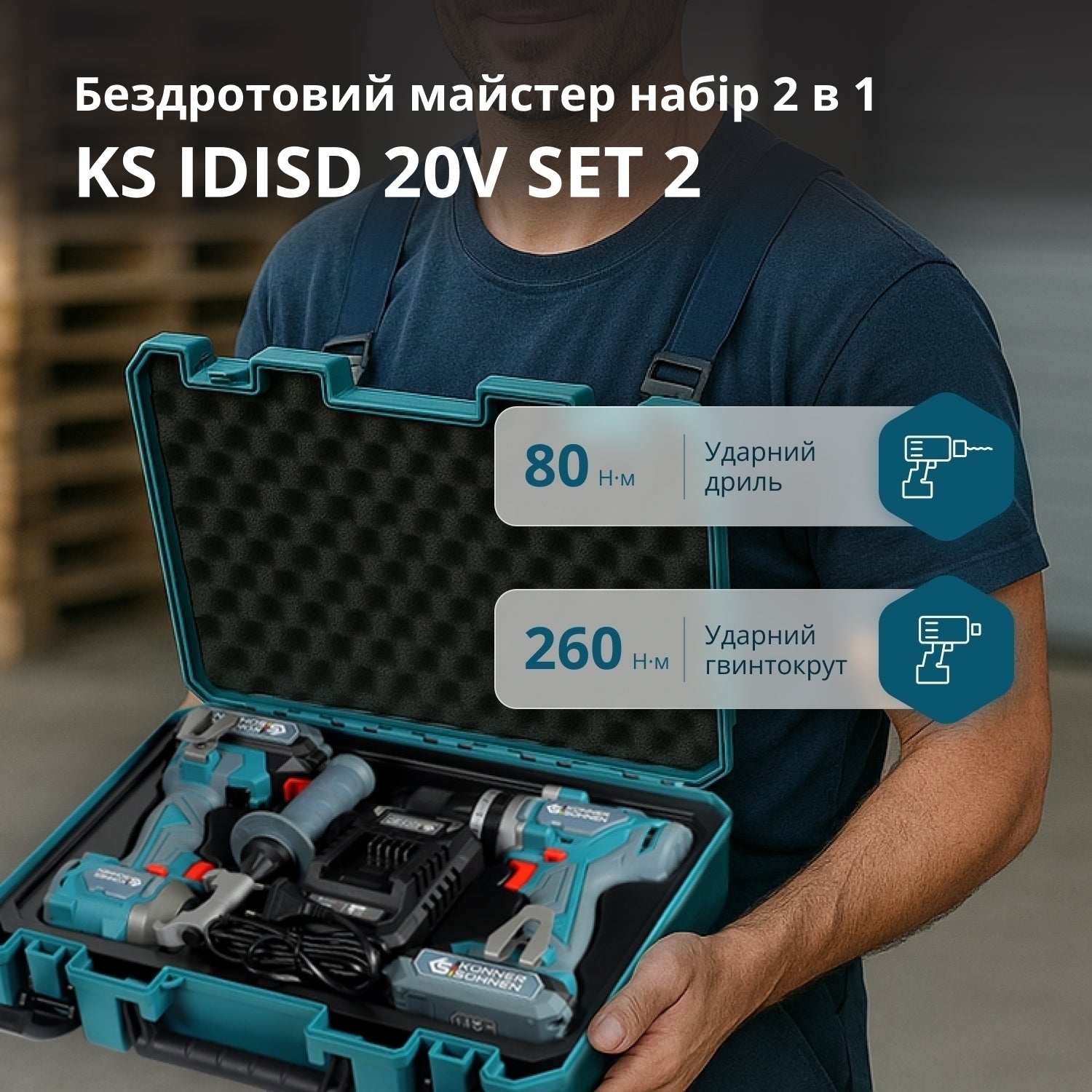Набір акумуляторних інструментів Konner&Sohnen KS IDISD 20V (KSIDISD20VSET2)фото20
