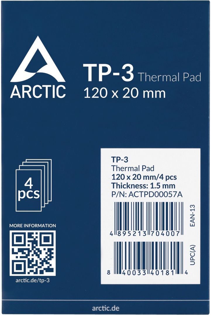 Термопрокладка ARCTIC Thermal Pad TP-3 120x20x1mm 4 in 1 Kit (ACTPD00056A) фото 3