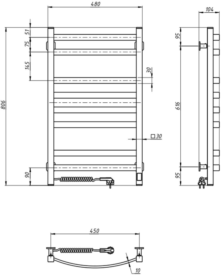 Сушка для рушників Navin електричний Avalon, 800х480х104мм, білий (12-103153-4880)фото