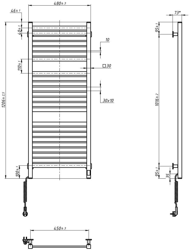 Полотенцесушитель Navin электрический Авангард Х, 1200х480х71мм, черный (12-272155-4812) фото 