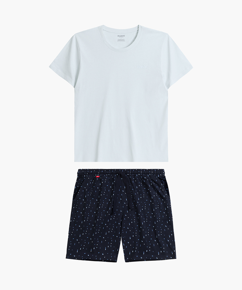 Піжама чоловіча шорти, футболка Atlantic NMP-385 S блакитна/синяфото5