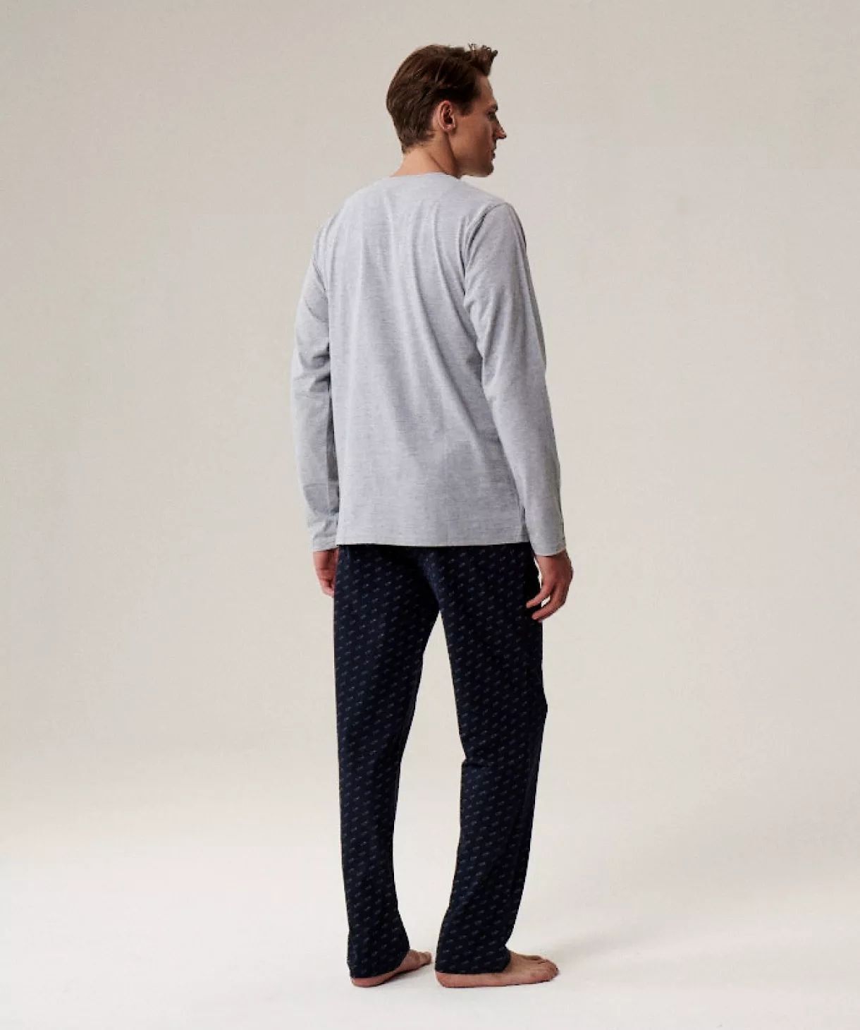 Піжама чоловіча штани, сорочка Atlantic NMP-390 M сіра/синяфото2