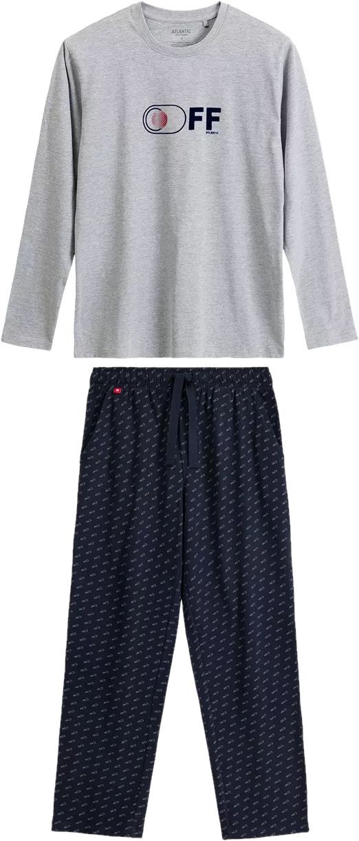 Піжама чоловіча штани, сорочка Atlantic NMP-390 XL сіра/синяфото3