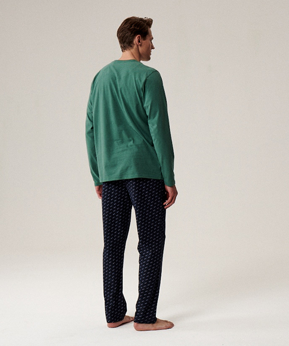 Пижама мужская брюки, рубашка Atlantic NMP-390 XL зеленая/синяя фото 