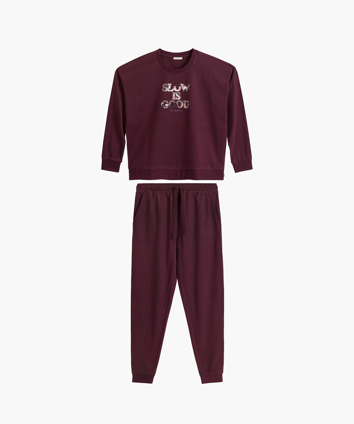 Пижама женская брюки, рубашка Atlantic NLP-499 L бордовая фото 3