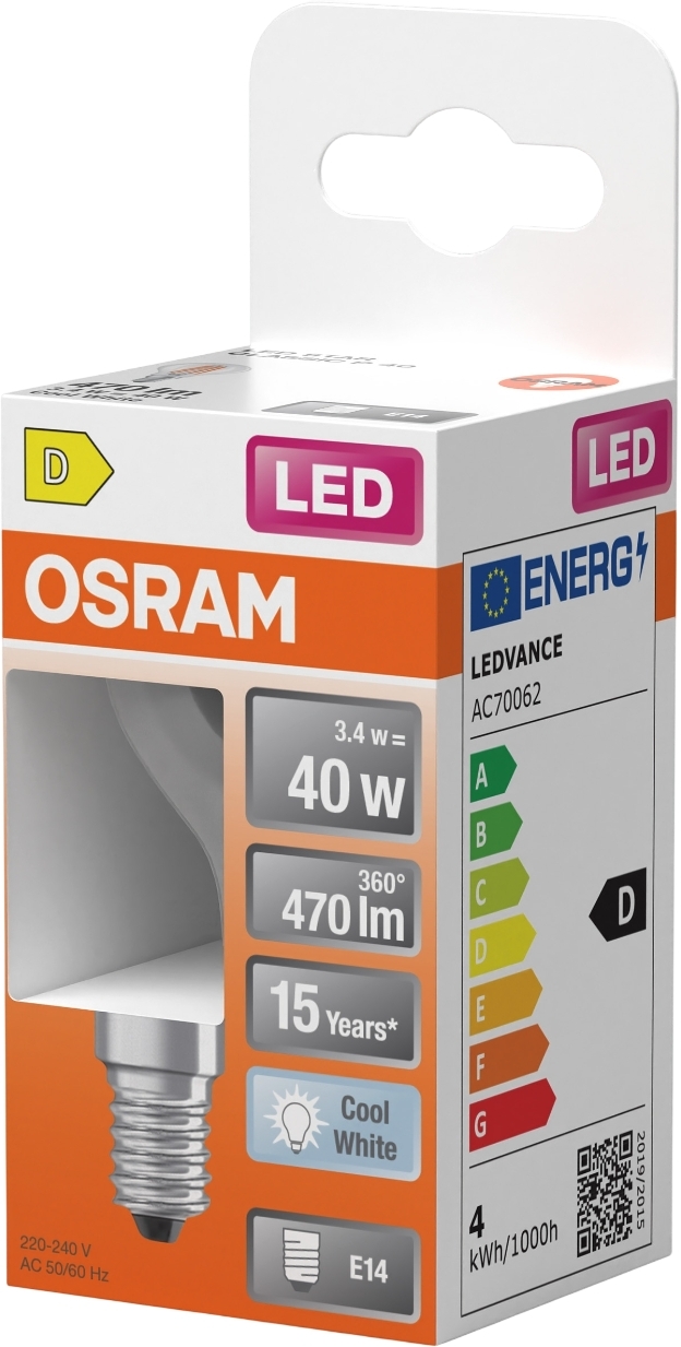 Лампа светодиодная OSRAM LED E14 40W 4000K (4099854468339) фото 4