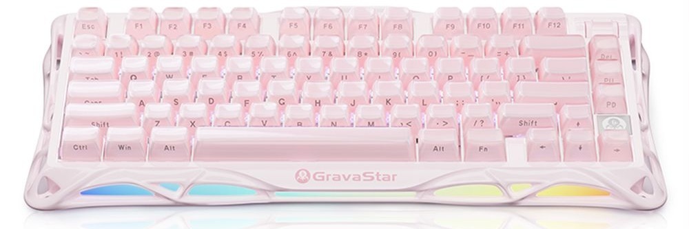 Клавіатура GravaStar Mercury K1 GravaStar x Kailh Cheery Pink, EN, BT/WL/USB, Sakura Pink (GS_K1_P_PNK)фото