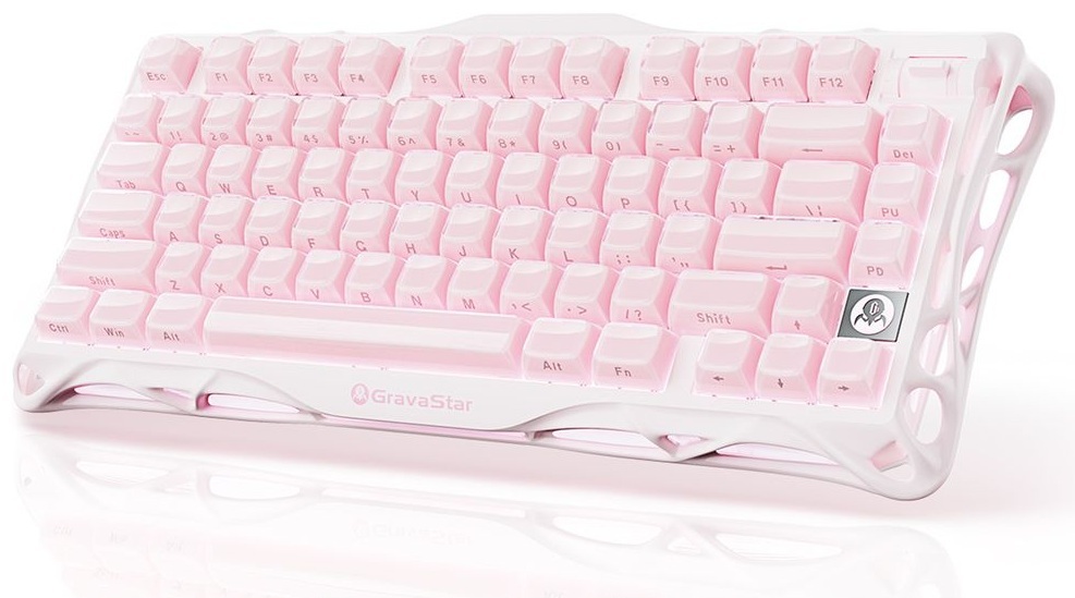 Клавіатура GravaStar Mercury K1 GravaStar x Kailh Cheery Pink, EN, BT/WL/USB, Sakura Pink (GS_K1_P_PNK)фото