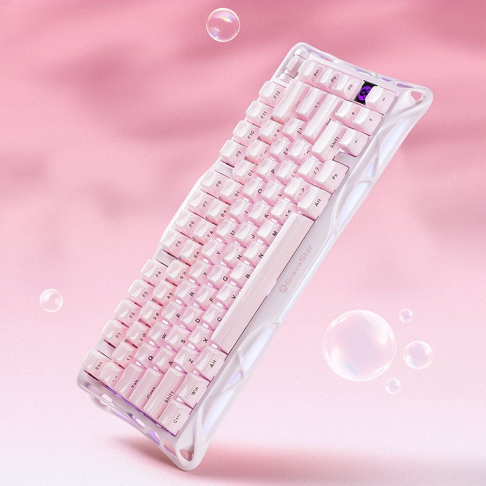 Клавіатура GravaStar Mercury K1 GravaStar x Kailh Cheery Pink, EN, BT/WL/USB, Sakura Pink (GS_K1_P_PNK)фото