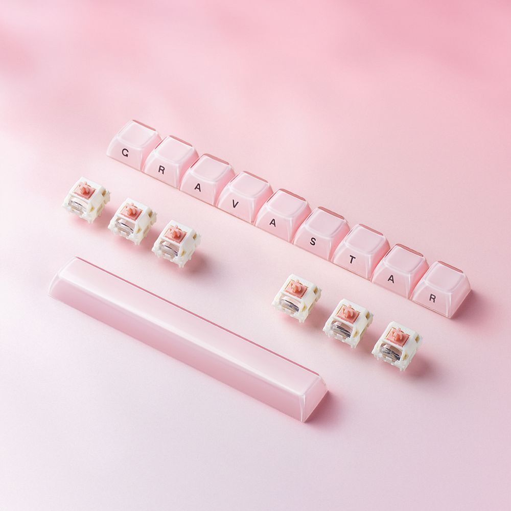 Клавіатура GravaStar Mercury K1 GravaStar x Kailh Cheery Pink, EN, BT/WL/USB, Sakura Pink (GS_K1_P_PNK)фото