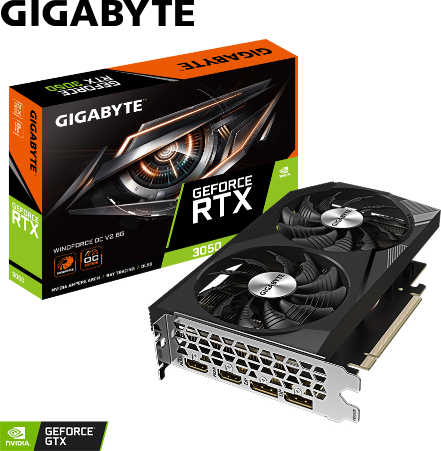 Видеокарта GIGABYTE GeForce RTX 3050 8GB GDDR6 WINDFORCE OC (GV-N3050WF2OCV2-8GD) фото 8