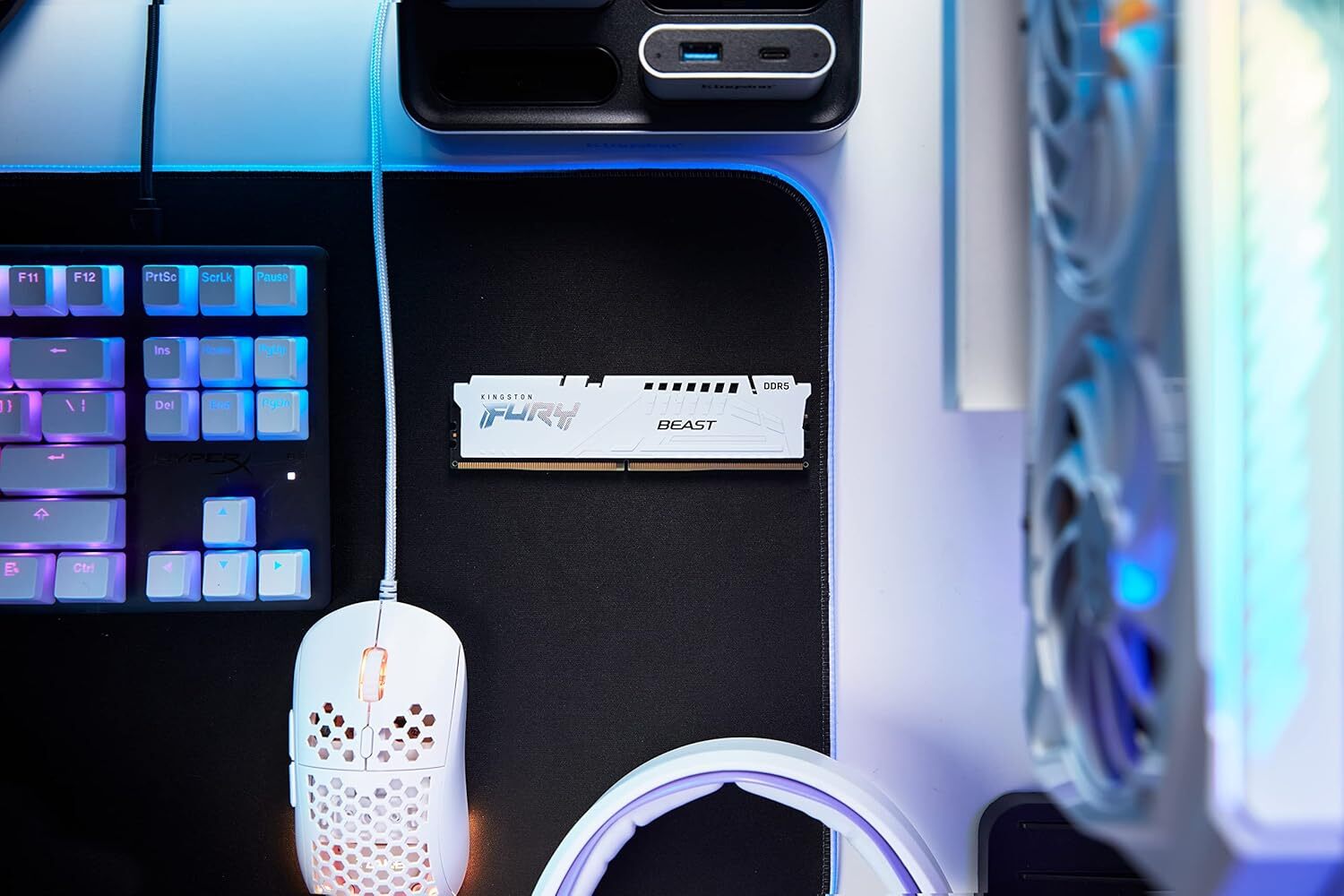 Пам'ять ПК Kingston DDR5 16GB 6400 FURY Beast EXPO White (KF564C32BWE-16)фото5