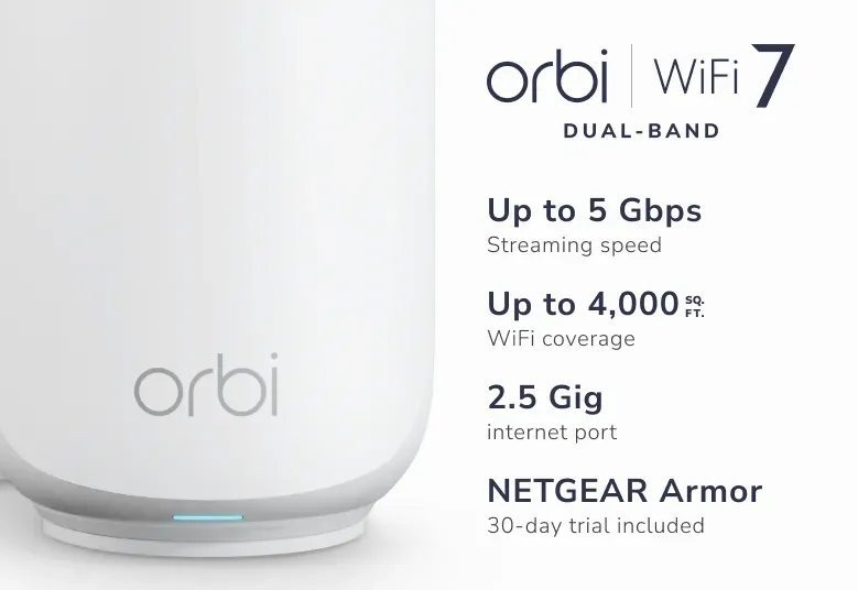 Система WiFi-Mesh NETGEAR Orbi RBE372 BE5000, 2мод, белый (RBE372-100EUS) фото 2