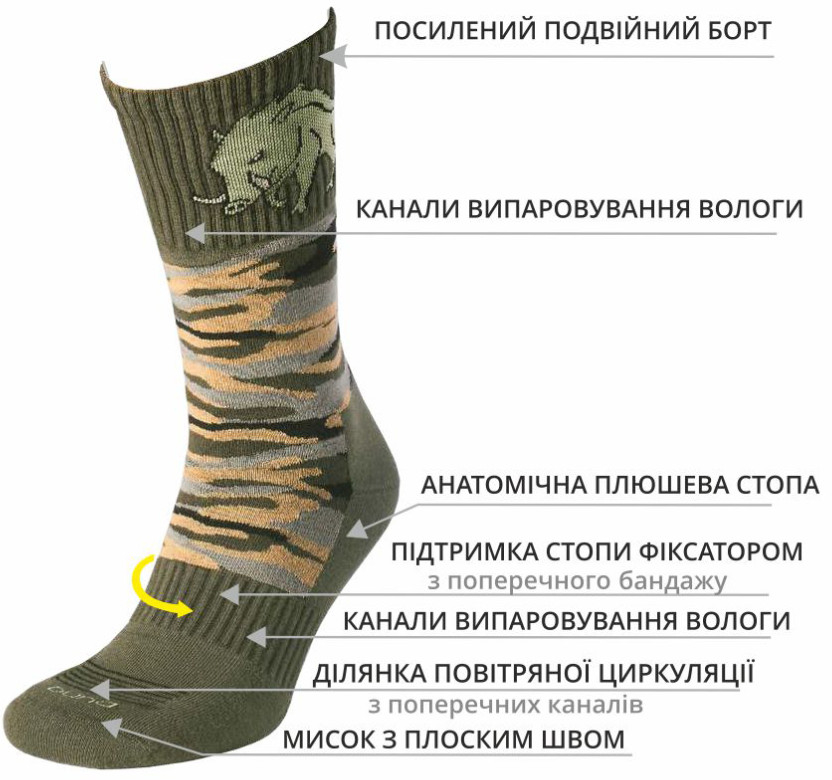 Шкарпетки чоловічі Duna 2113 43-46 хакі (4823094644167)фото7