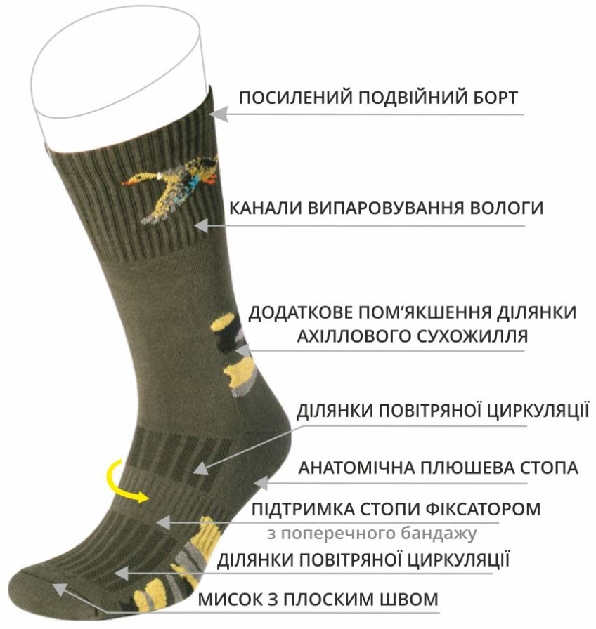 Шкарпетки чоловічі Duna 2114 39-42 хакі (4823094644174)фото7