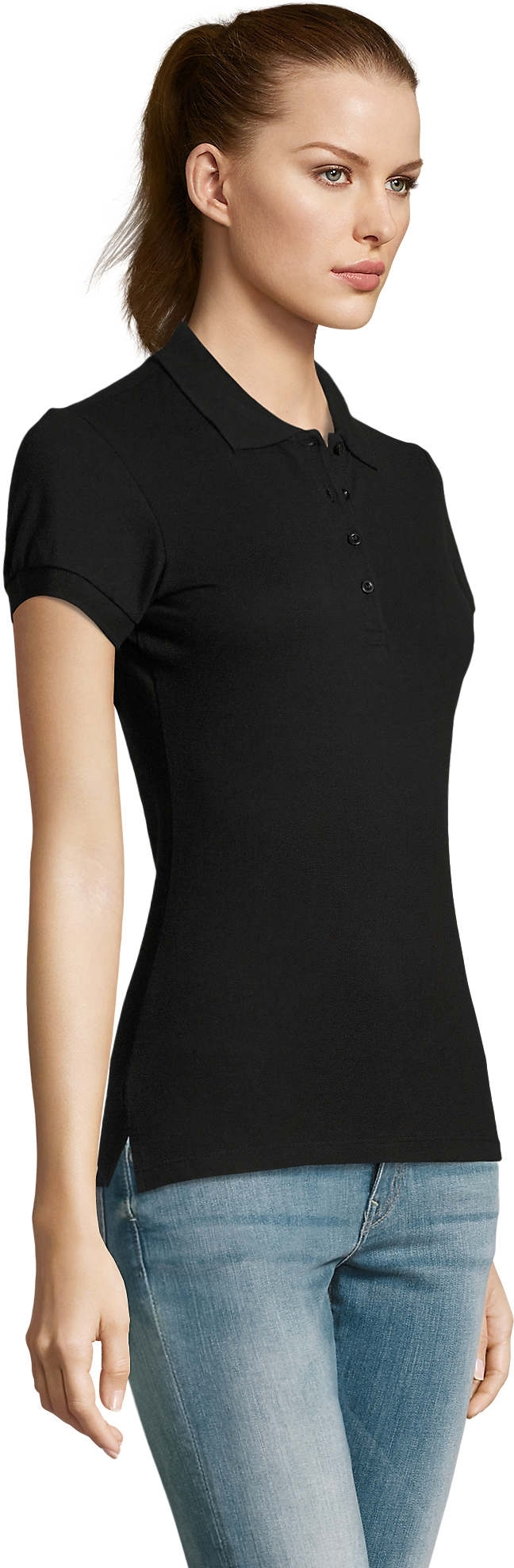 Поло бавовняне жіноче Sol’s PASSION 11338312 L чорнийфото3