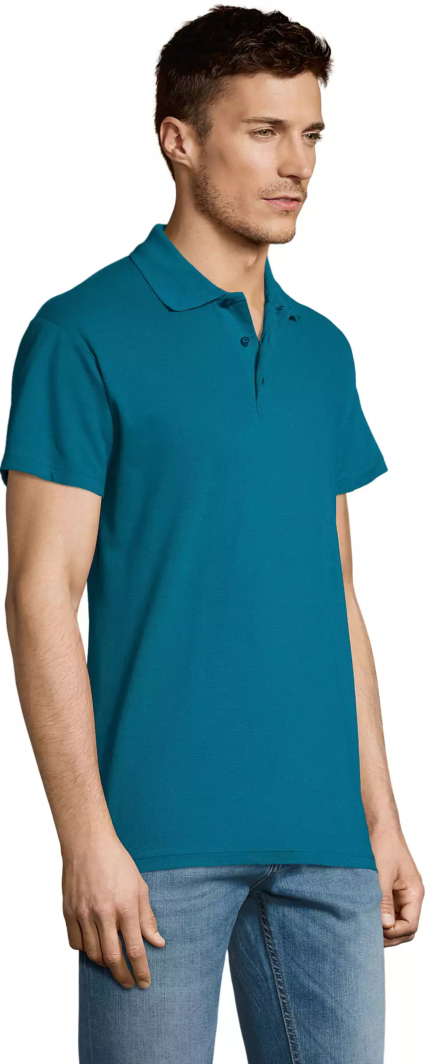 Поло бавовняне чоловіче Sol’s SUMMER II 11342235 L насичений бірюзовийфото3