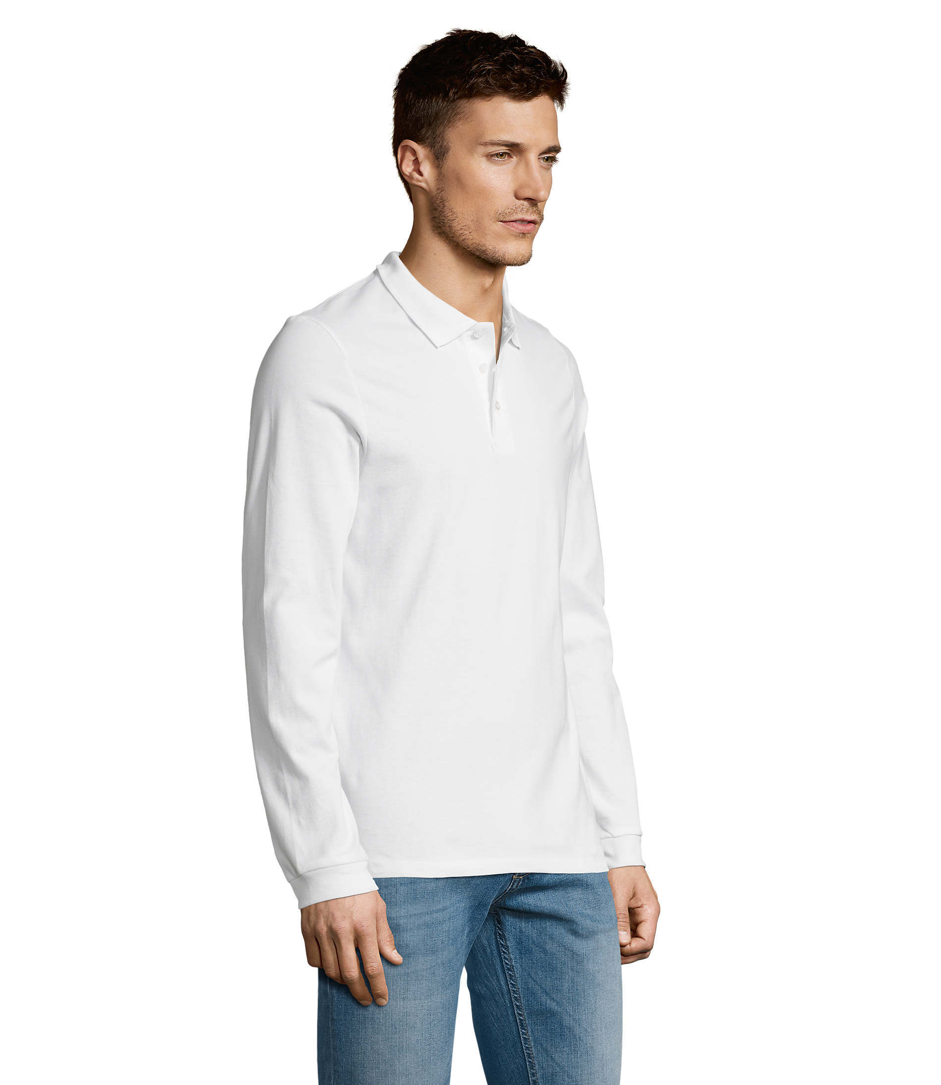 Поло бавовняне чоловіче Sol’s WINTER II 11353102 L білийфото3