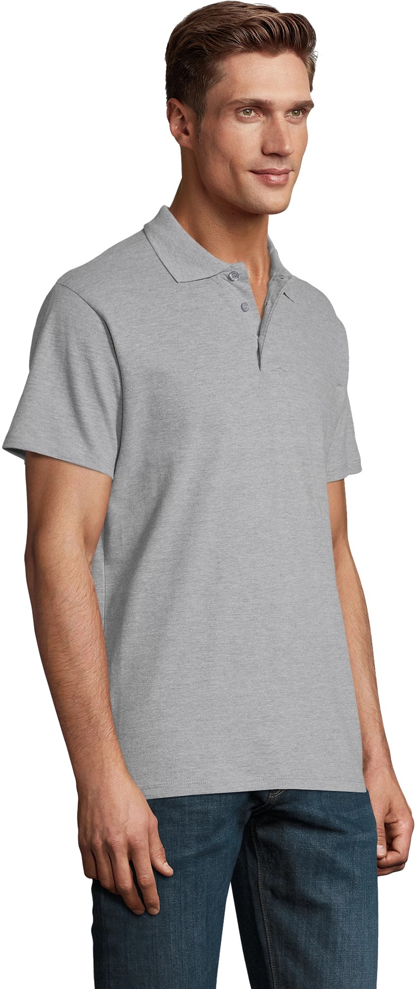 Поло чоловіче Sol’s SPRING II 11362360 L сірий меланжфото3