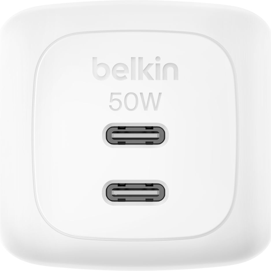 Зарядное устройство сетевое Belkin 50Вт 2хUSB-С GAN PD PPS, White фото 3