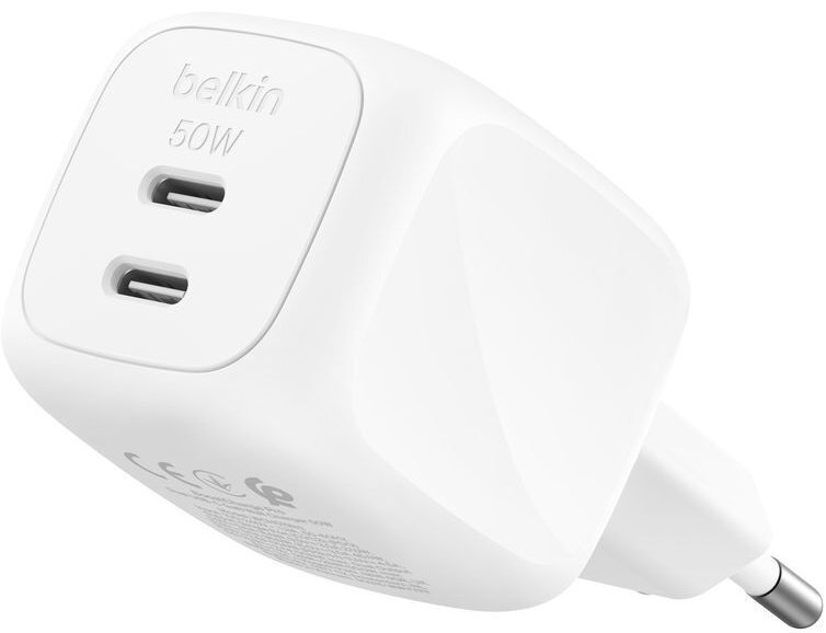 Зарядное устройство сетевое Belkin 50Вт 2хUSB-С GAN PD PPS, White фото 9