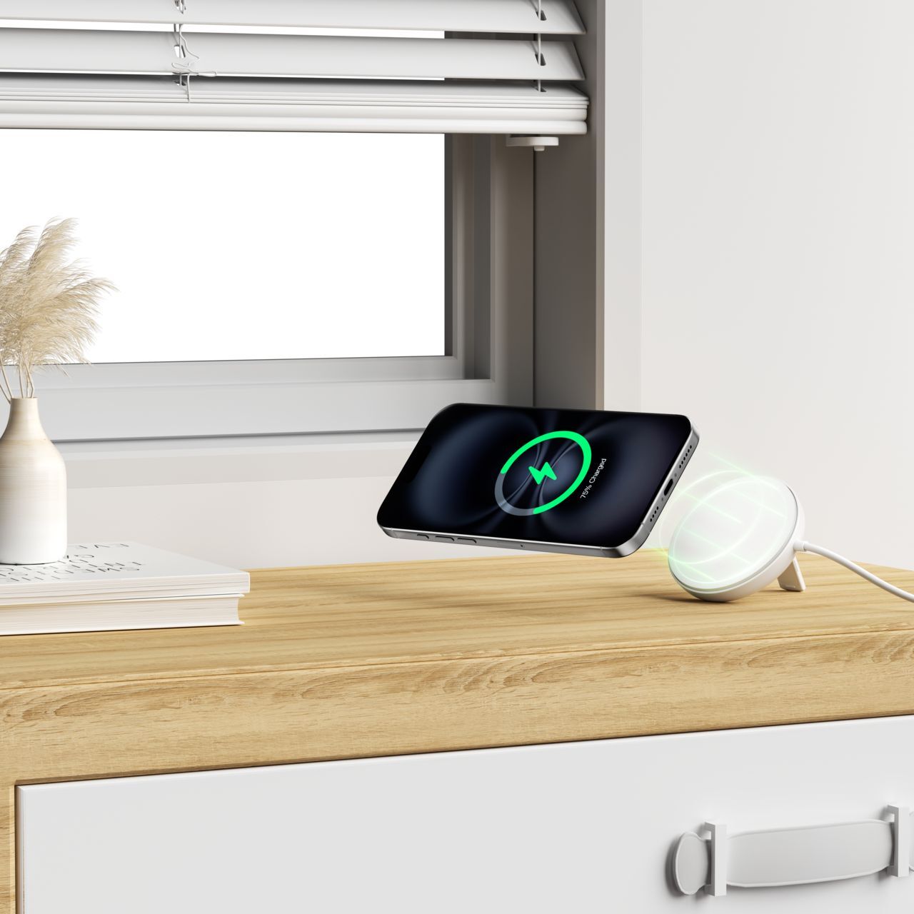 Зарядний пристрій бездротовий Belkin UltraCharge Magnetic Kickstand 15Вт, білий фото