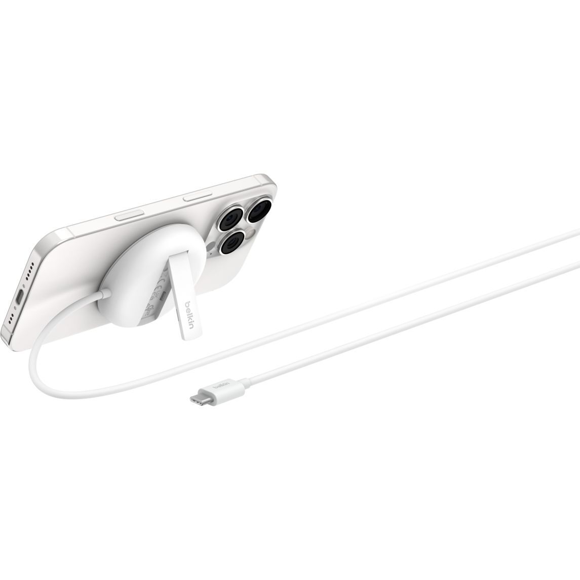Зарядний пристрій бездротовий Belkin UltraCharge Magnetic Kickstand 15Вт, білий фото