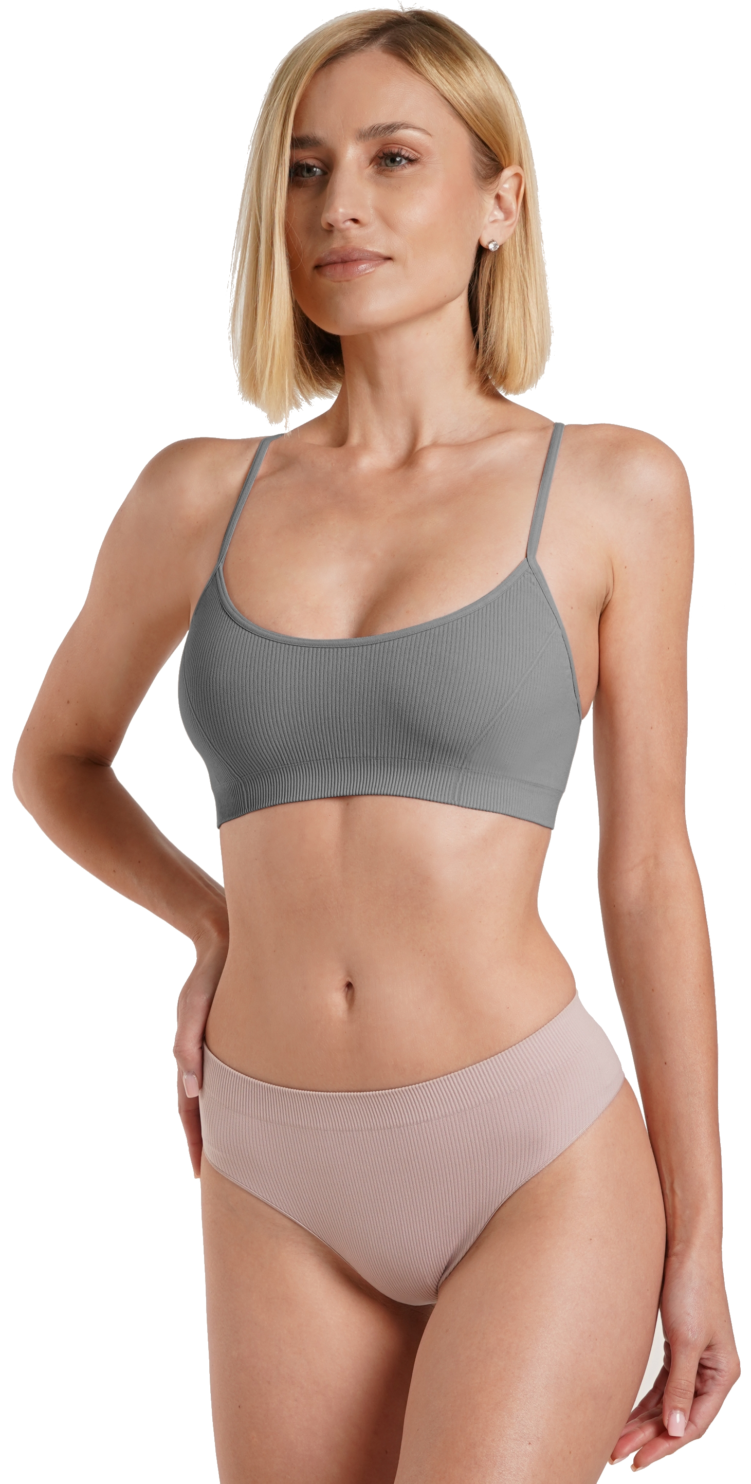 Топ-бра в рубчик Giulia 7120 Cami Top Rib L/XL серый фото 3