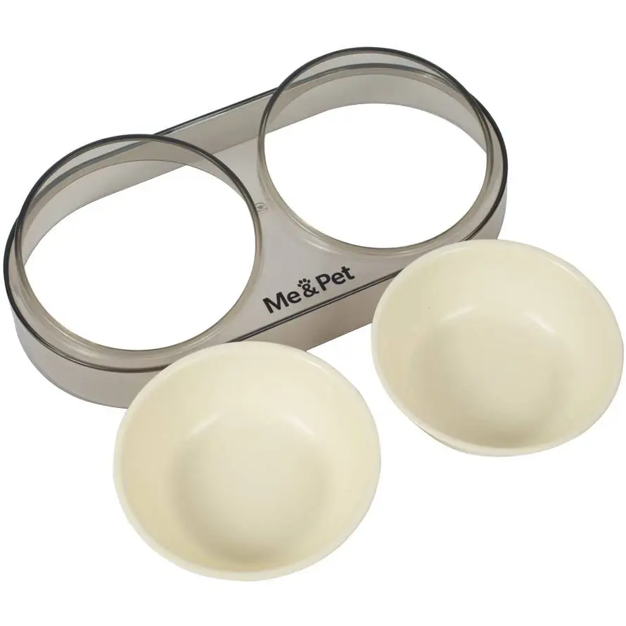 Кормушка Me&Pet двойная цветная (Белый) фото 2