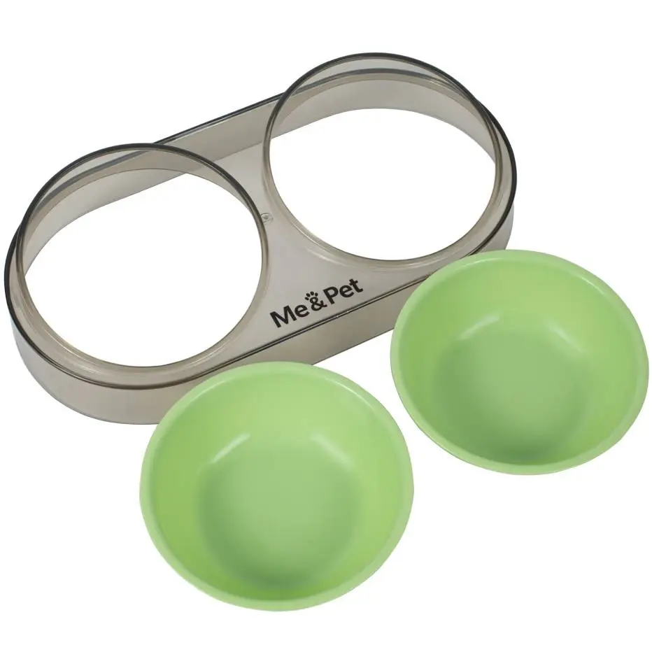 Кормушка Me&Pet двойная цветная (Зеленый) фото 2