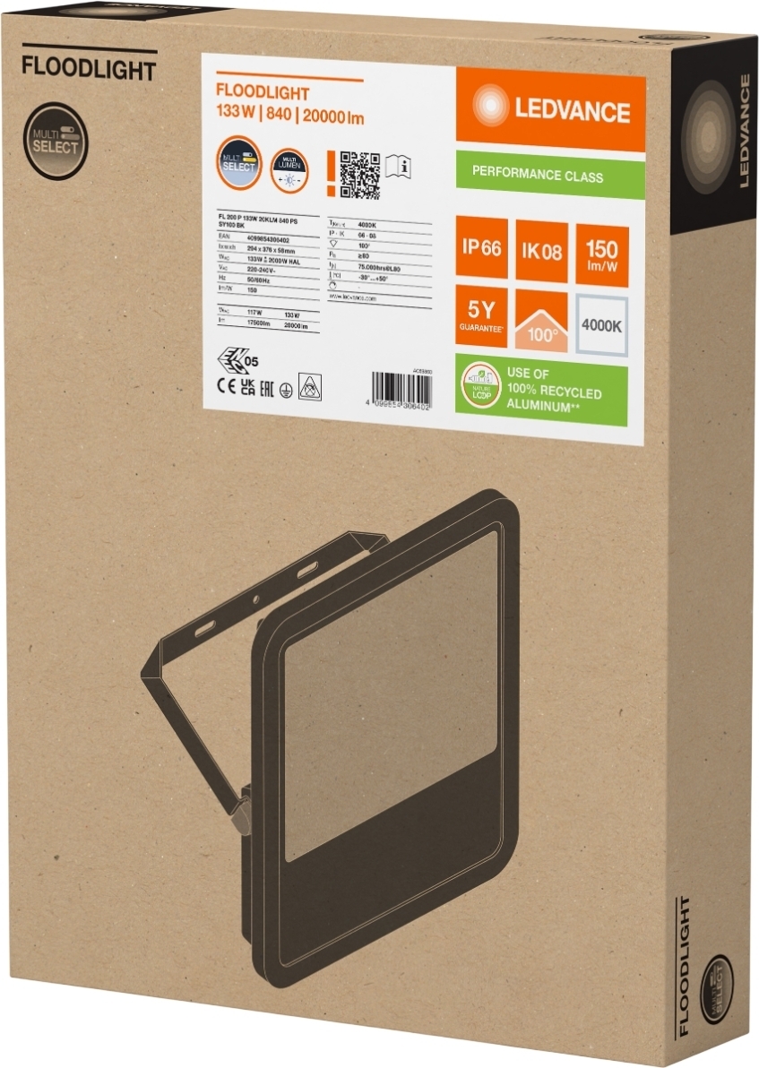 Прожектор Ledvance Floodlight 133 Вт, 20000 Лм, 4000 K, черный (4099854306402) фото 4