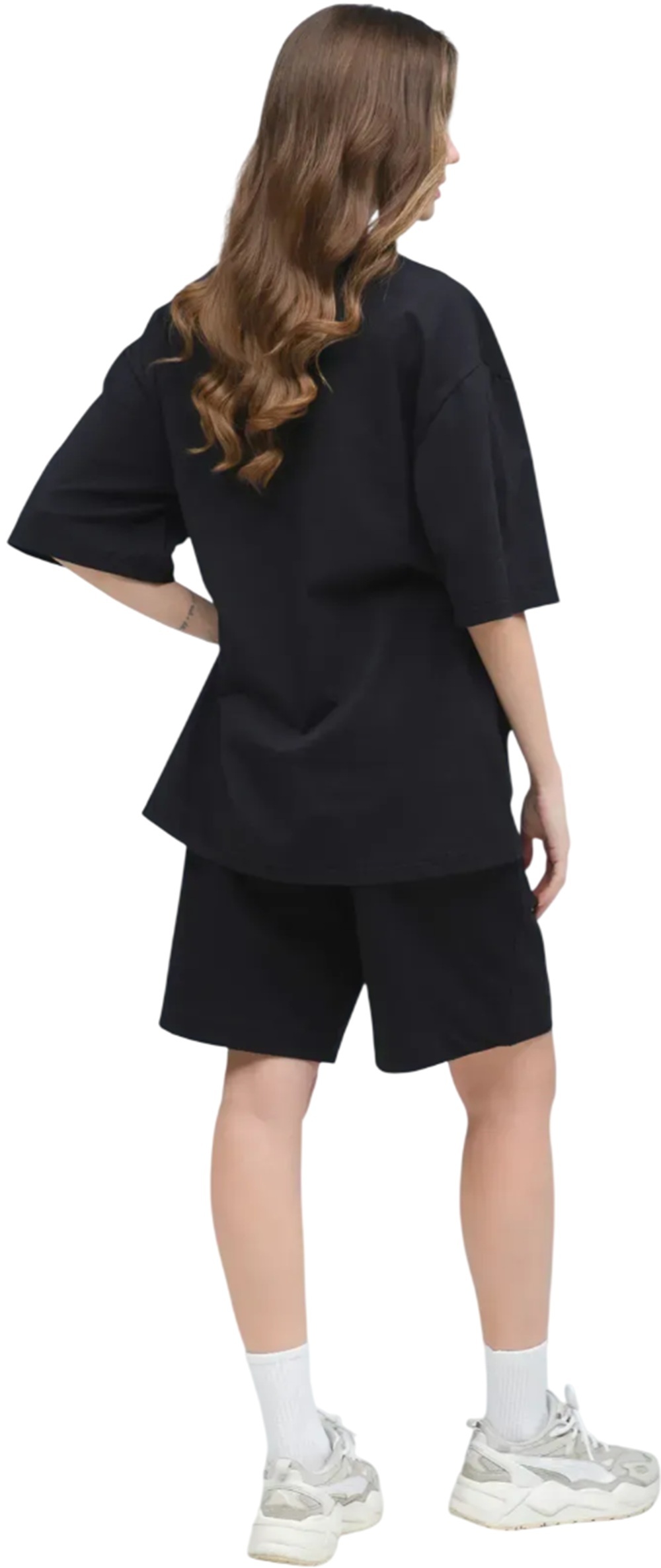 Спортивный костюм женский футболка оверсайз и шорты RAY Basic U1801W XS черный фото 2