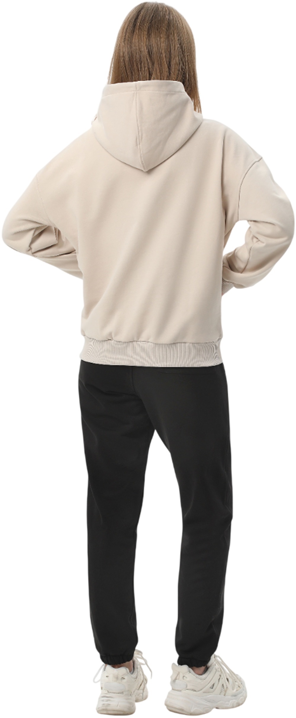 Спортивний костюм жіночий толстовка та штани RAY Premium loose U0809W 2XL бежевий/чорнийфото