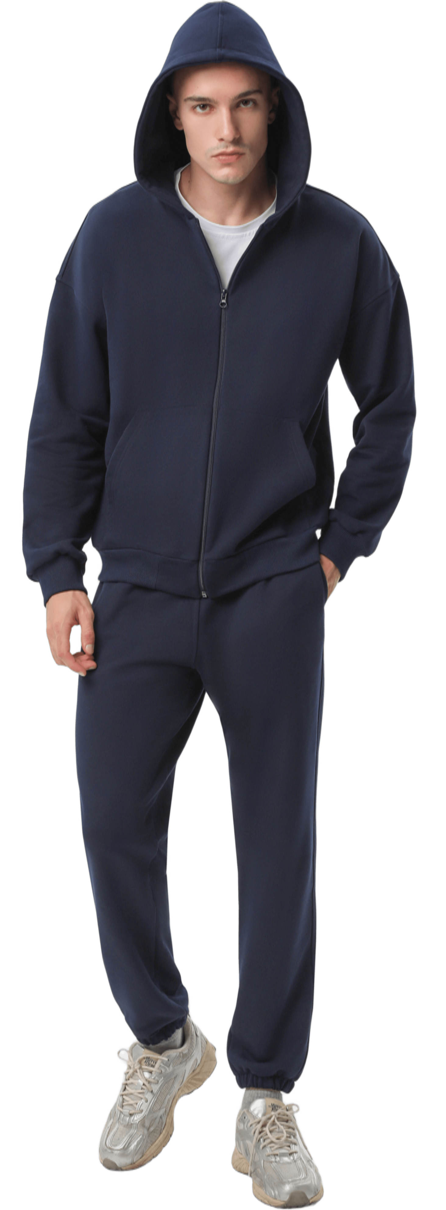 Спортивний костюм чоловічий худі на блискавці та штани RAY Premium loose U0809M 2XL темно-синійфото