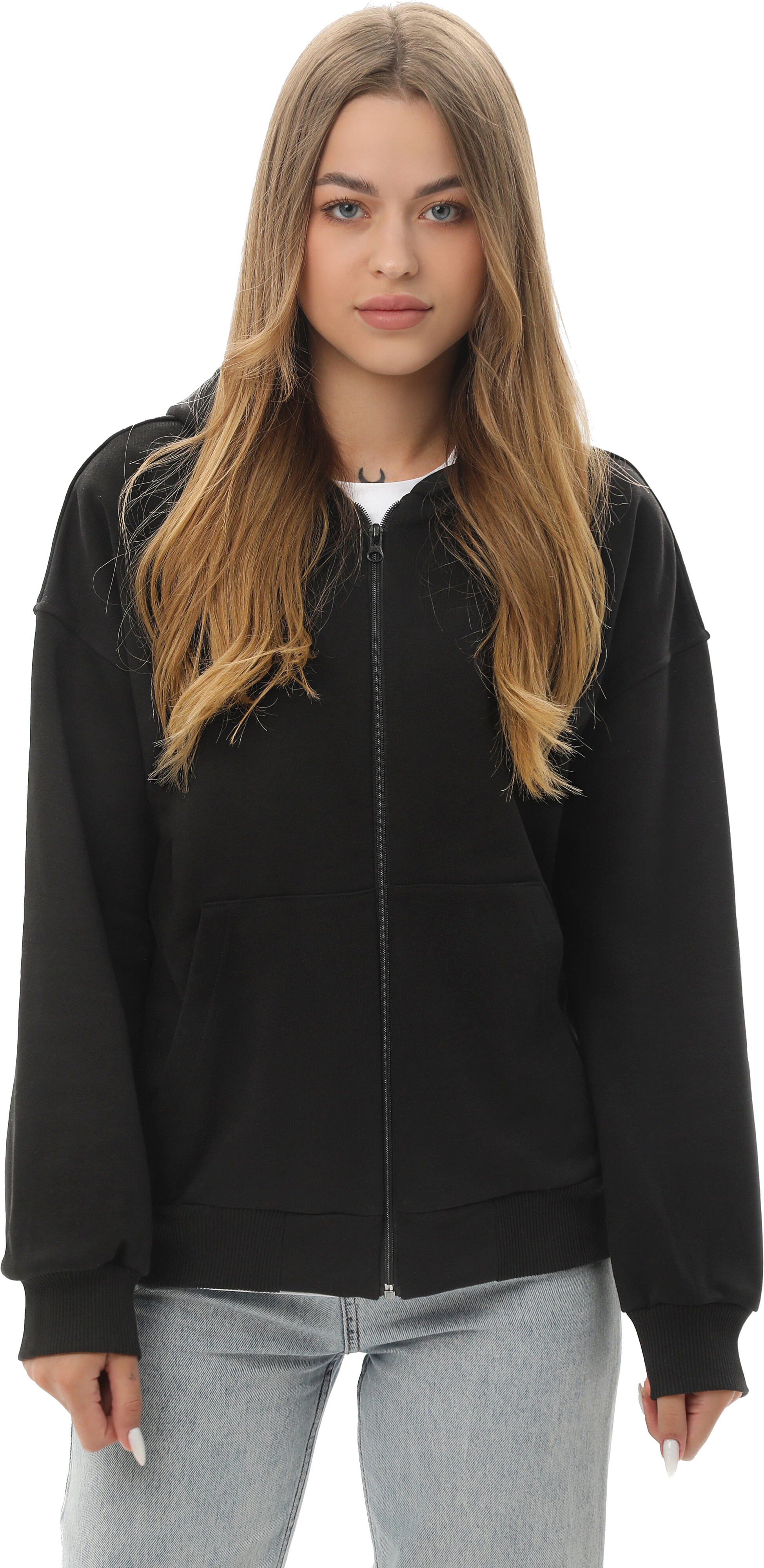 Набор худи женских базовых RAY Premium loose U0409W 3XL 2шт бежевый/черный фото 2