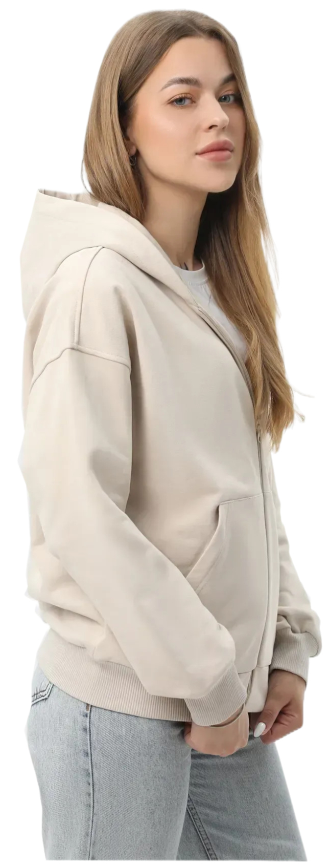 Набор худи женских базовых RAY Premium loose U0409W 3XL 2шт бежевый/черный фото 8