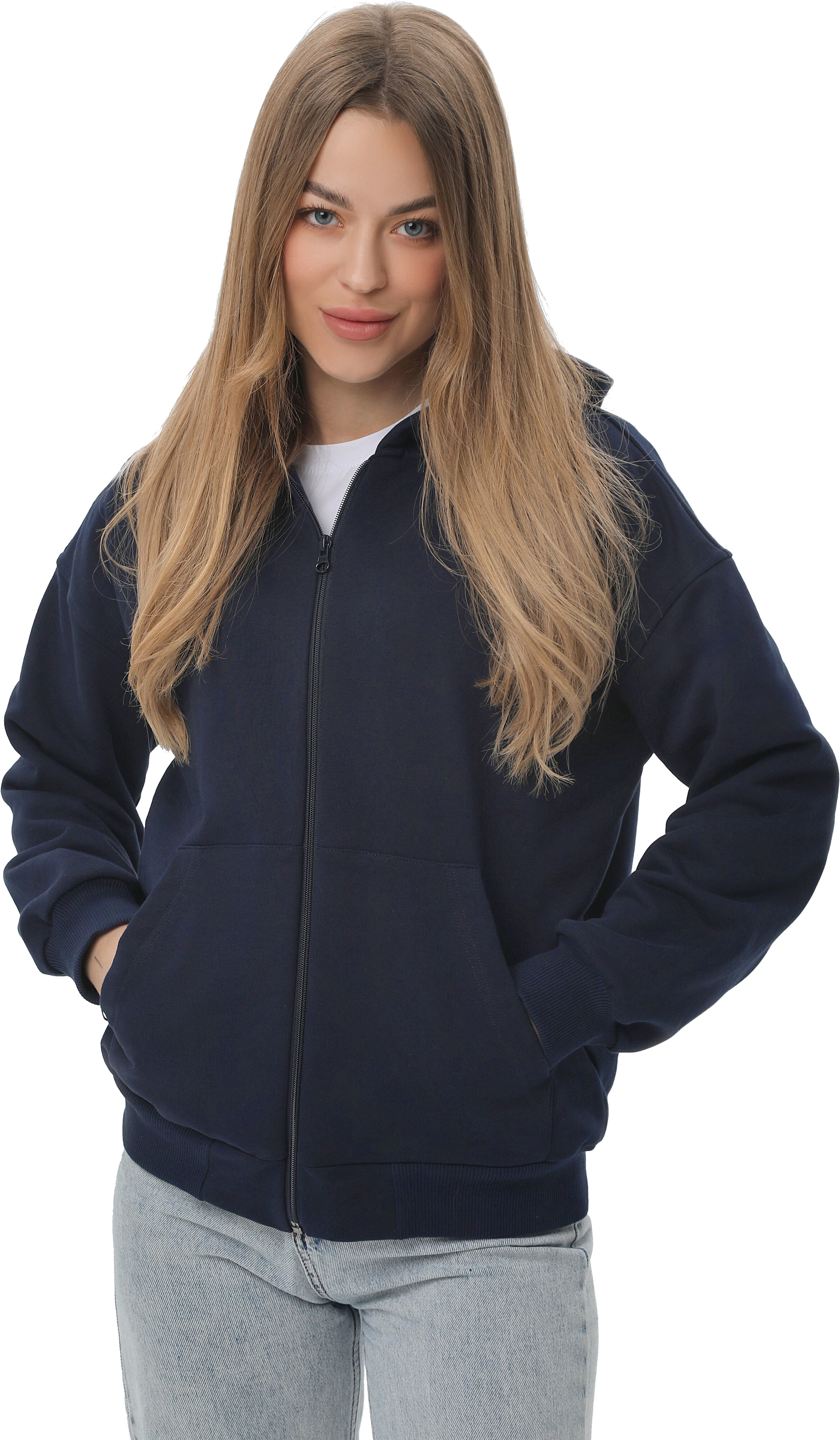 Набор худи женских базовых RAY Premium loose U0409W M 2шт темно-синий/черный фото 5