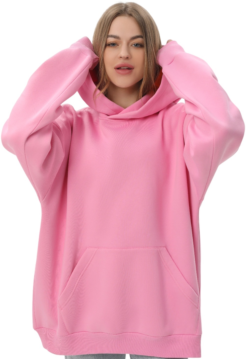 Набор худи утепленных женских RAY Oversize U0404W L/XL 3шт бежевый-розовый-темно-серый фото 5