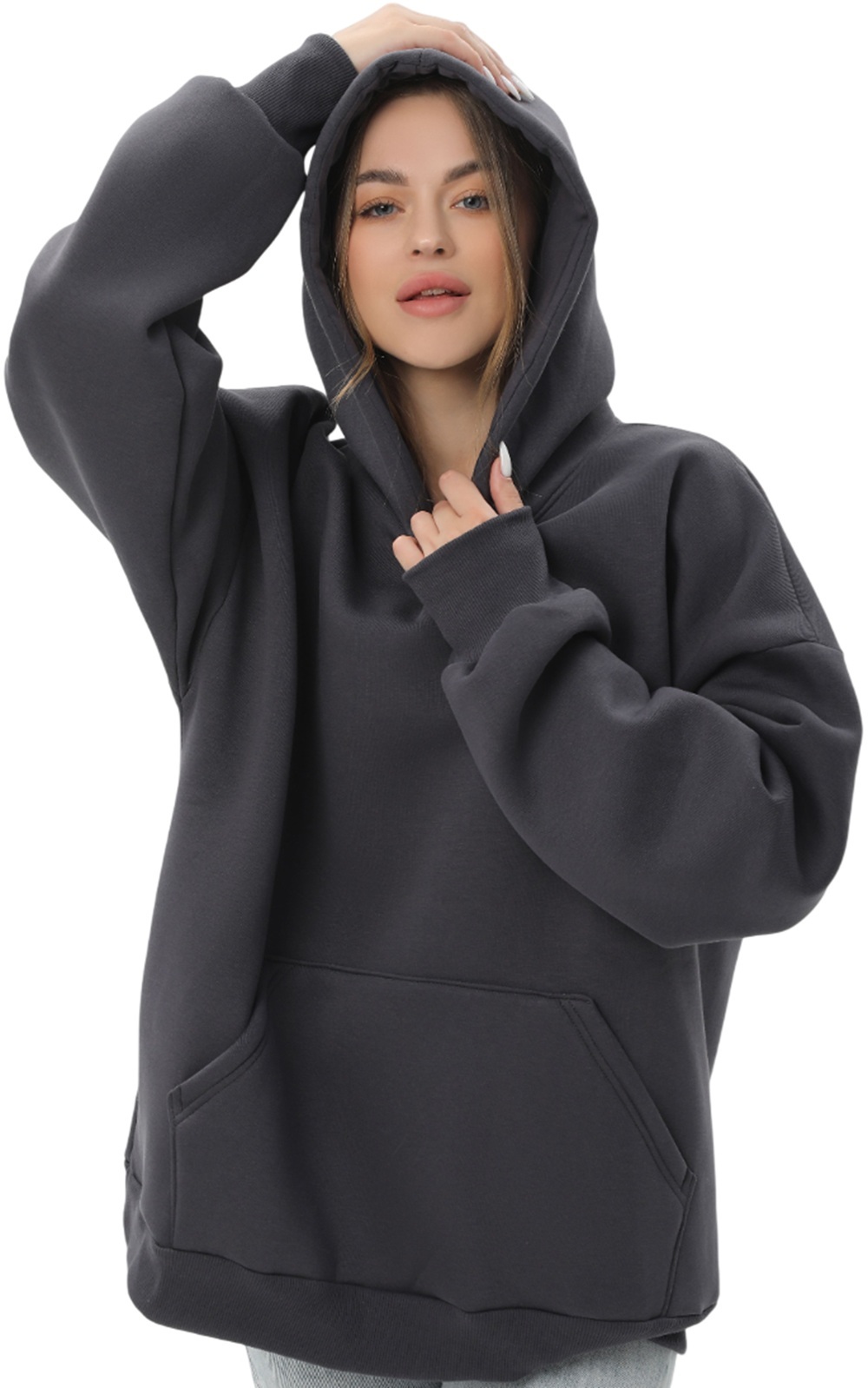 Набор худи утепленных женских RAY Oversize U0404W L/XL 3шт бежевый-розовый-темно-серый фото 10