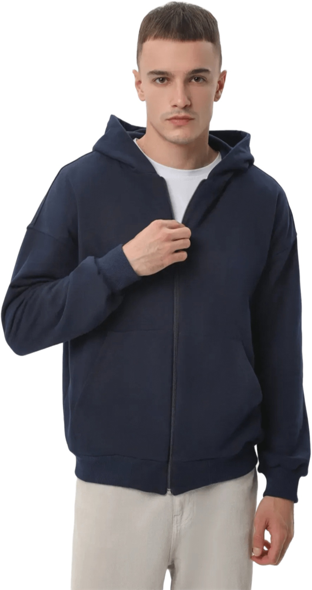 Набор худи на молнии мужских базовых RAY Premium loose U0409M XL 2шт темно-синий/черный фото 2