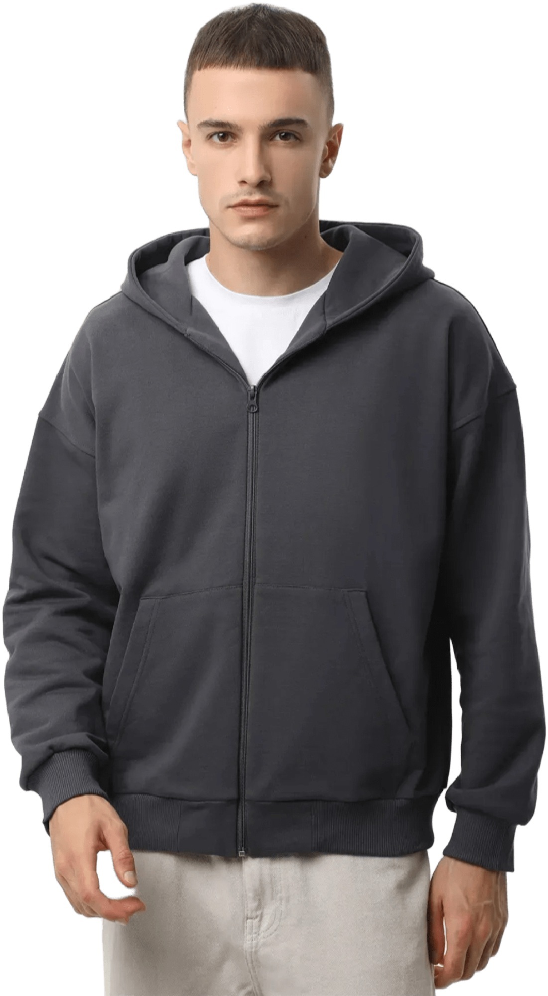 Набор худи на молнии мужских базовых RAY Premium loose U0409M XS 2шт темно-серый/черный фото 2