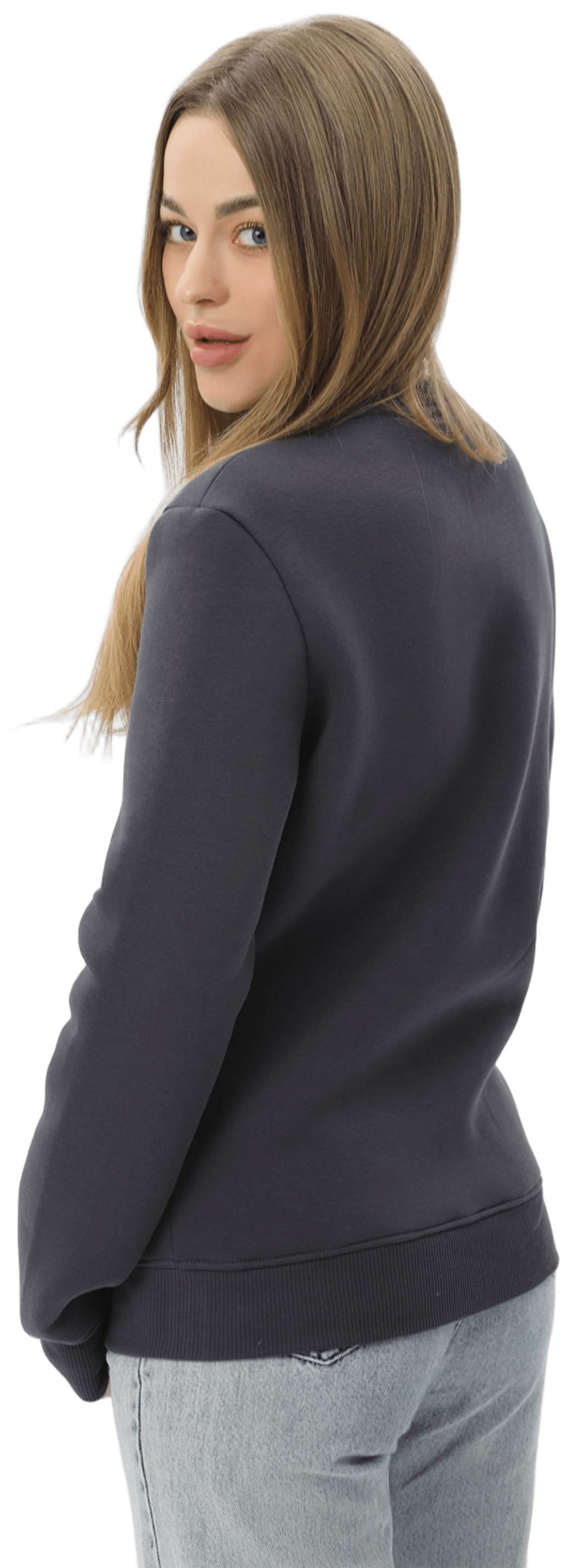 Свитшот утепленный женский базовый RAY Basic U0301W XL темно-серый фото 3